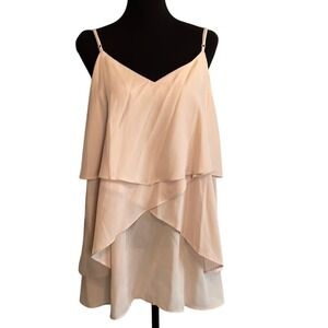 Doe & Rae Pink Tiered Ruffle Cami Tank, Size Large, NEW, Balletcore, Fairycore